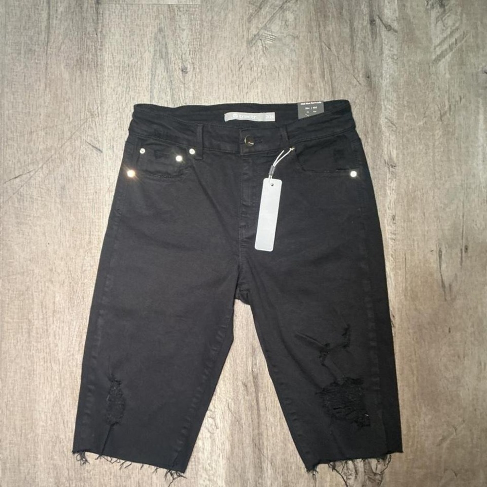 Tractr black denim bermuda shorts Size 32"